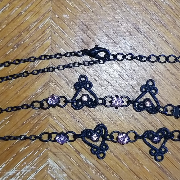 Romantic Black and Pink Heart Necklace / Choker - Picture 6 of 8